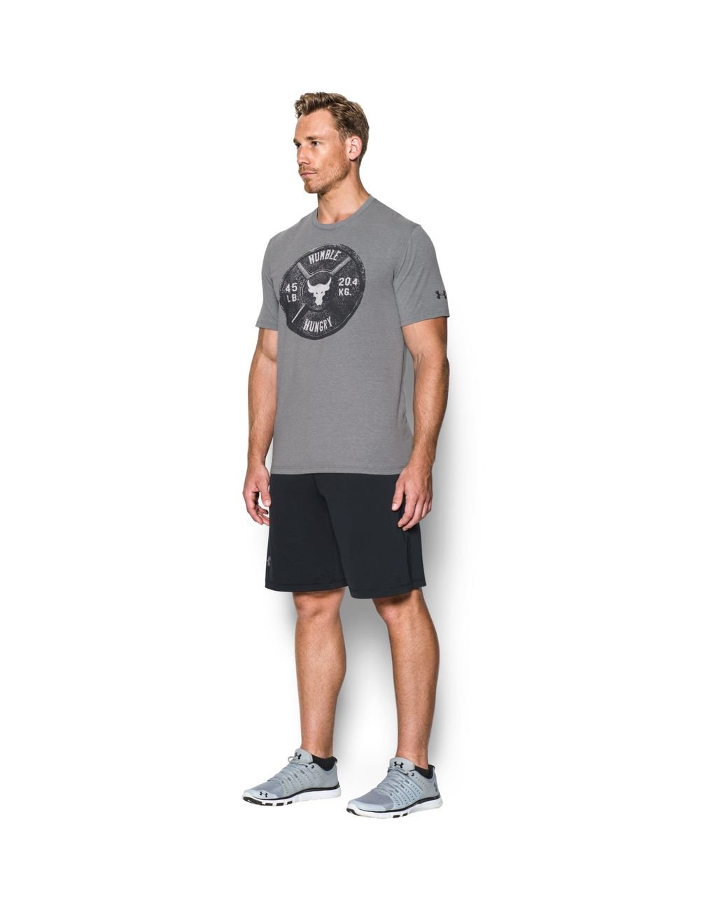 Under Armour Men s Ua X Project Rock Humble Hungry T shirt in Gray